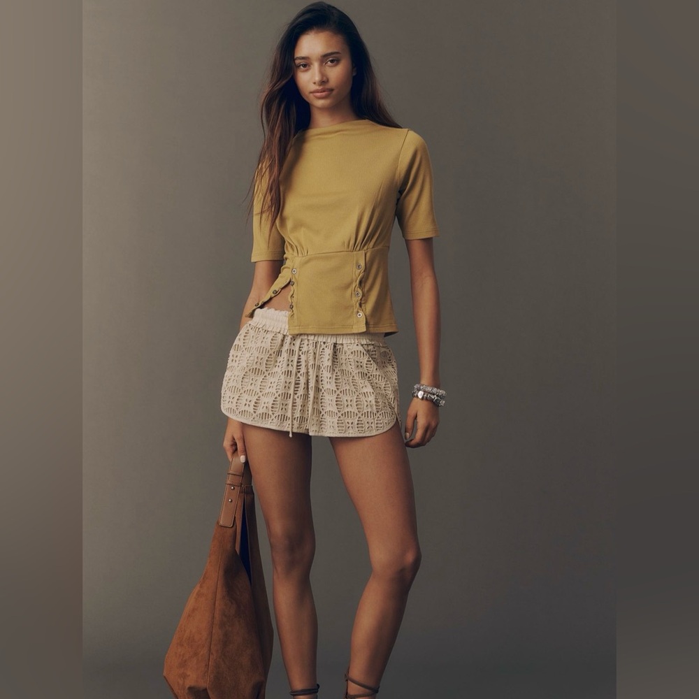 Pilcro Button-Bodice Waisted Top